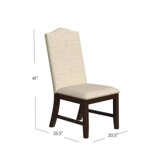 HomePop Set of 2 Scalloped Back Dining Chairs Beige: Upholstered, Plywood Frame, Spot Clean, Polyester image {10}