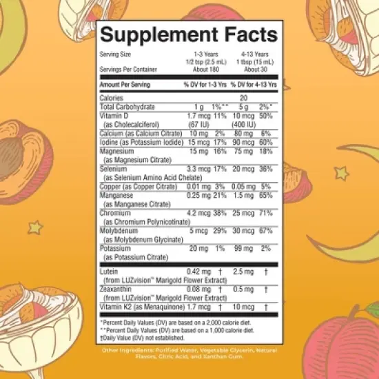 Kids Liquid Nighttime Multimineral with Lutein Peaches and Cream, 15.22 fl oz image {1}