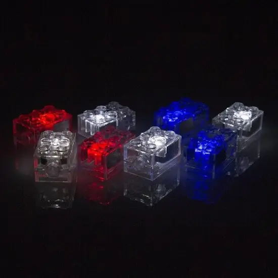 Big Bag of Bricks Light Up Building Bricks - Red, White, & Blue, 8 Pack image {1}
