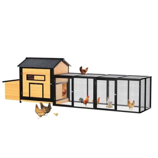 Angel Sar 118 Inch Large Chicken Coop with Nesting Box, Leak-Proof Tray and Asphalt Roof, Outdoor Poultry House for Backyard image {7}