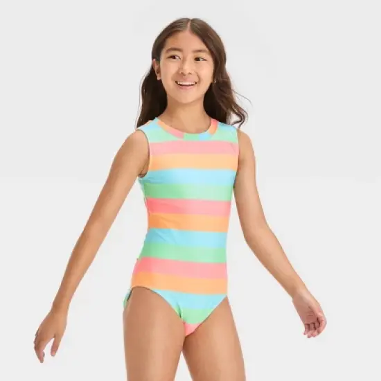 Girls' Sweet Summer Striped One Piece Swimsuit - art class&trade; image {3}