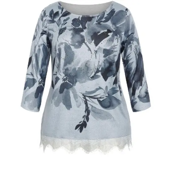 Women's Plus Size Bridie Placement Top - blue | AVENUE image {2}