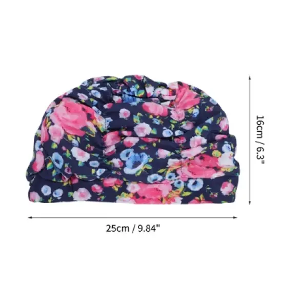 Unique Bargains Nylon Floral Pattern Swimming Cap Pink 1 Pc image {3}