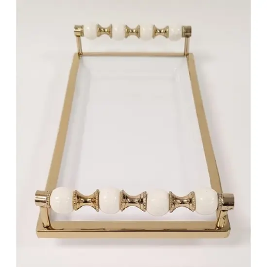 Classic Touch Gold Beaded Rectangular Tray image {3}