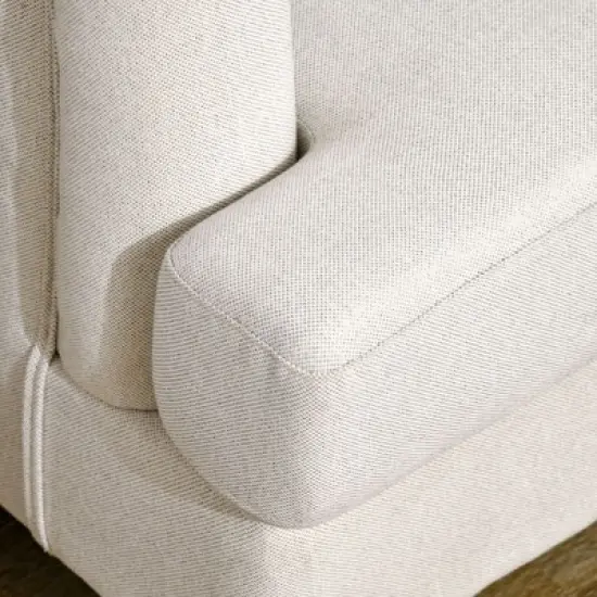 HOMCOM 3-Seater Sofa Couch, 71" Modern Linen Fabric Sofa with Rubber Wood Legs and Slatted Frame for Living Room, Bedroom and Apartment, Cream White image {4}