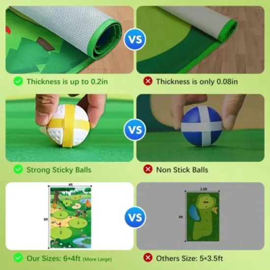 Vatos Outdoor Golf Chipping Game Mat with Club, Toy Sports Equipment Stick Chip Game image {7}