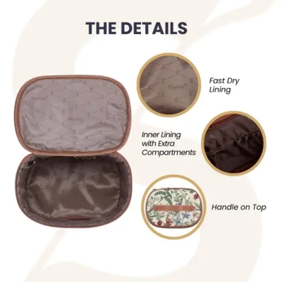 Signare USA Morning Garden Black Floral Toiletry Vanity Bag image {2}