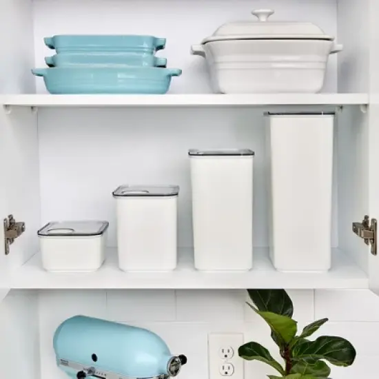 iDesign Medium Canister with Removable Pour Cap - Set of 4 - White image {12}