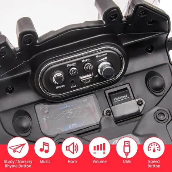 12V Kids Ride On Motorcycle, Licensed BMW,Police Motorbike w/ High/Low 2 Speed,Built-In Music,USB,Warning Lights,Spring Suspension,Training Wheels image {1}