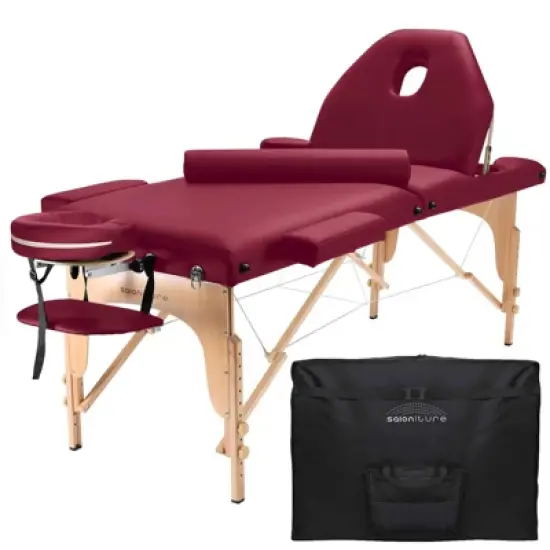 Saloniture Professional Portable Massage Table with Backrest image {9}