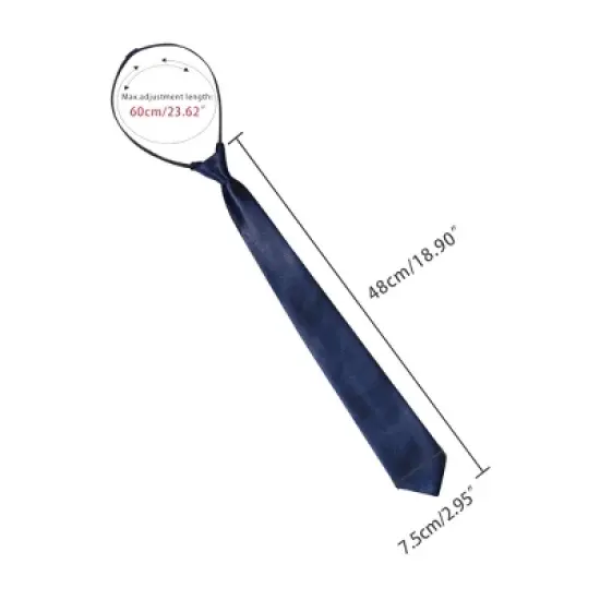 Allegra K Men&lsquo;s Adjustable Zipper Ties Solid Color Necktie Wide Tie image {2}