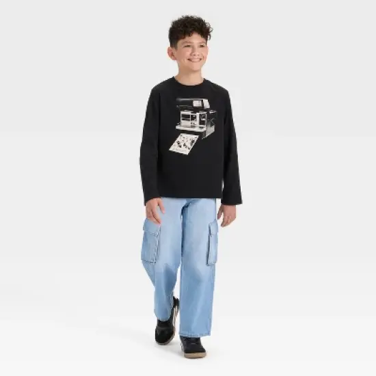 Boys' Long Sleeve Polaroid Camera Graphic T-Shirt - Cat & Jack&trade; Black image {3}