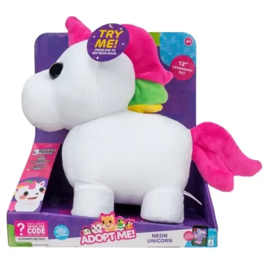 Adopt Me! Light-Up Neon Unicorn 12" Plush Toy image {1}