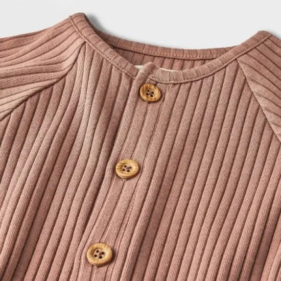 Grayson Collective Baby Ribbed Long Sleeve Jumpsuit - Brown image {1}