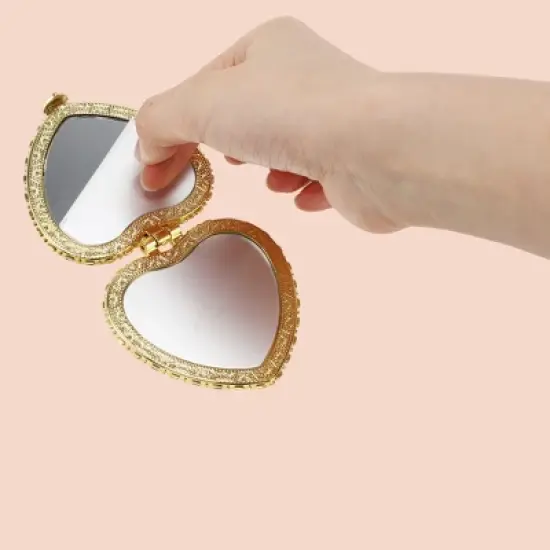 Unique Bargains Heart Shape Mini Mirror for Purse 1 Pc image {3}