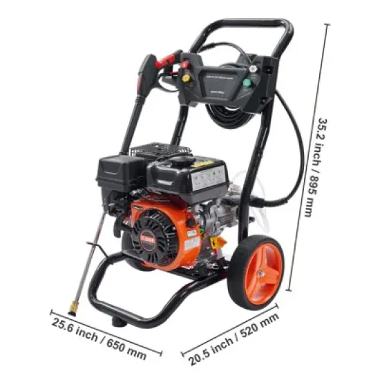 VEVOR Gas Pressure Washer, 3400 PSI 2.6 GPM, Gas Powered Pressure Washer with Aluminum Pump, Spray Gun and Extension Wand, Black image {7}