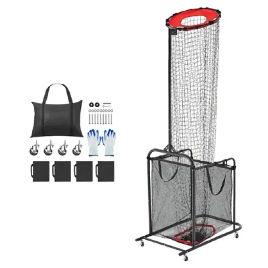 VEVOR Volleyball Setter Training Equipment, Angle and Height Adjustable Volleyball Trainer, Portable Practice Net, Red&Black image {8}