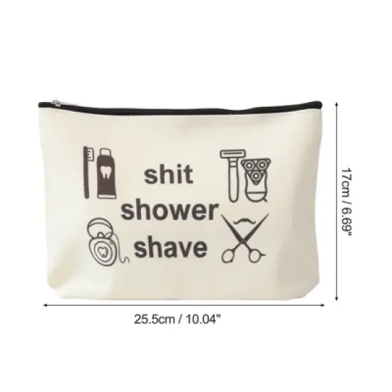 Unique Bargains Durable Toiletries Pattern Makeup Bag Beige 1 Pc image {1}