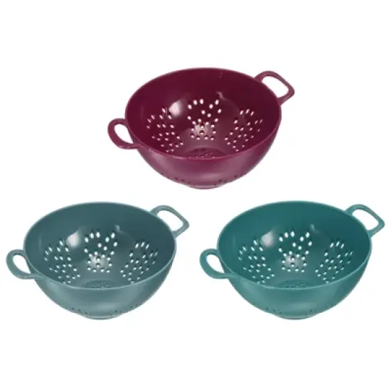 Unique Bargains Plastic Food Fruit Rice Washing Bowl Deep Colander with Double Handles 3 Pcs image {4}