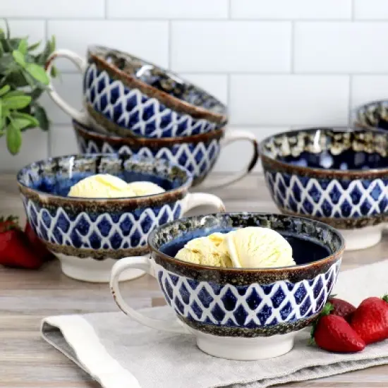 Meritage Otis 6 Piece 27 Ounce Stoneware Soup Bowl with Handle Set image {5}