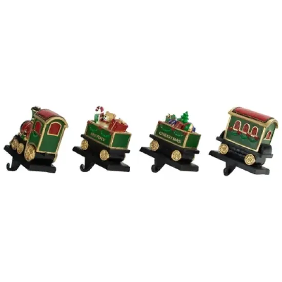 Northlight Set of 4 Merry Christmas Train Stocking Holders 5" image {2}