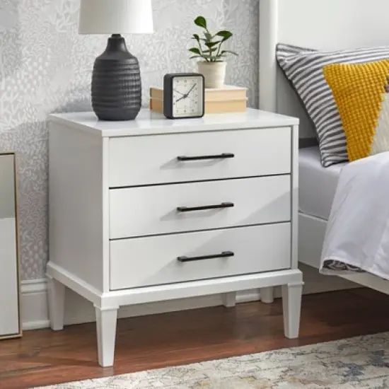 Sussex 3 Drawer Nightstand White - Lifestorey image {1}