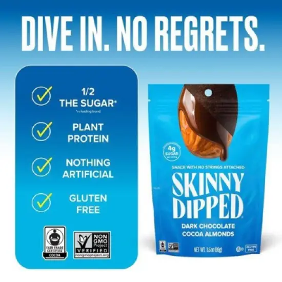 SkinnyDipped Dark Chocolate Candy Cocoa Almonds - 3.5oz image {6}