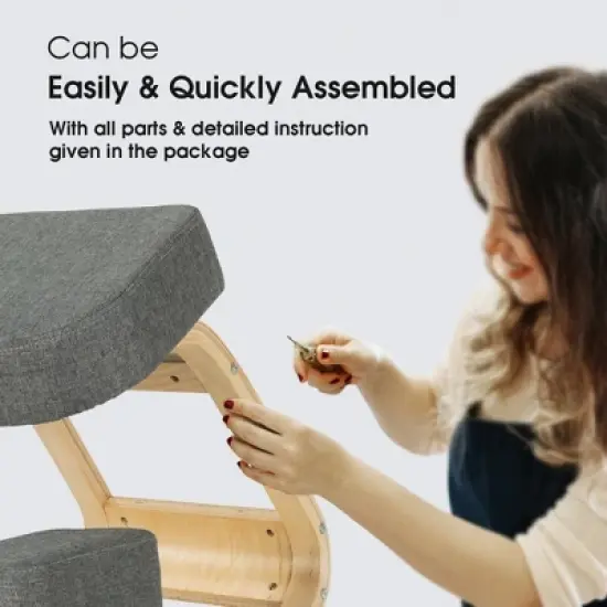 Costway Ergonomic Kneeling Chair Rocking Stool Upright Posture Office Furniture Grey image {5}