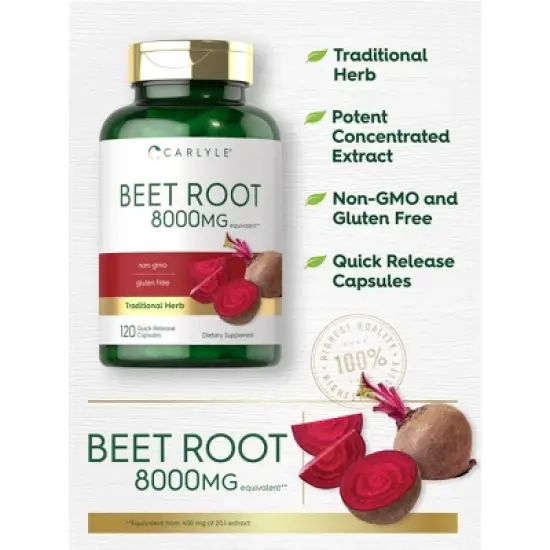 Carlyle Beet Root Capsules | 8000 mg | 120 Count image {2}