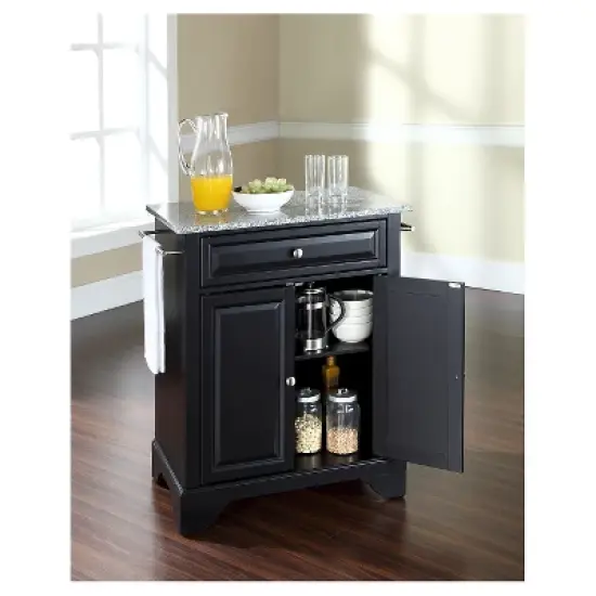 LaFayette Solid Granite Top Portable Kitchen Island - Black - Crosley image {3}