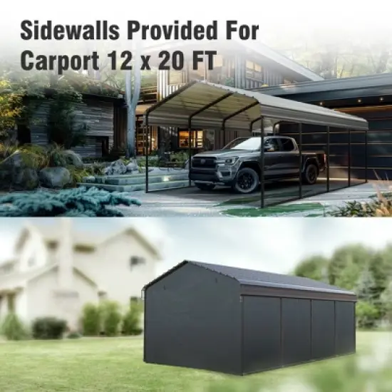 Captiva Designs 12&rsquo; x 20&rsquo; Heavy Duty Metal Carport - Versatile Shelter with Optional Sidewalls image {7}