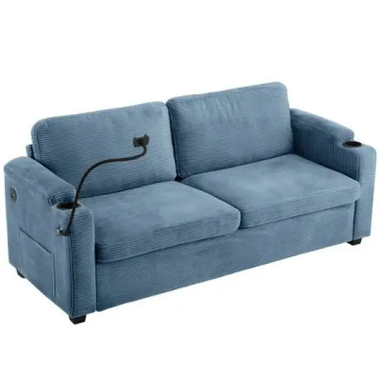 GlasFlength Seating Sets, Timeless Design, Sectional Couch, Ideal for Family Comfort, Blue, 72.8"*30.7"*33" image {2}