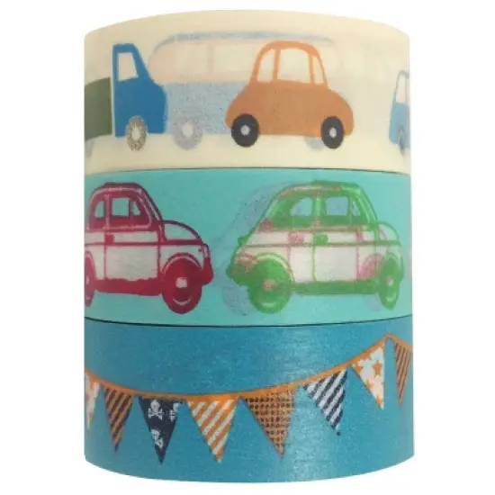 Wrapables Car Race Japanese Washi Masking Tape (Set of 3) image {1}