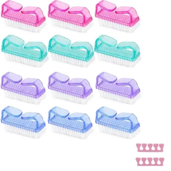 12 Pcs Handle Grip Nail Brush, Fingernail Brush Cleaner Hand Scrub Cleaning Brushes for Toes, Nails, Men and Women image {7}