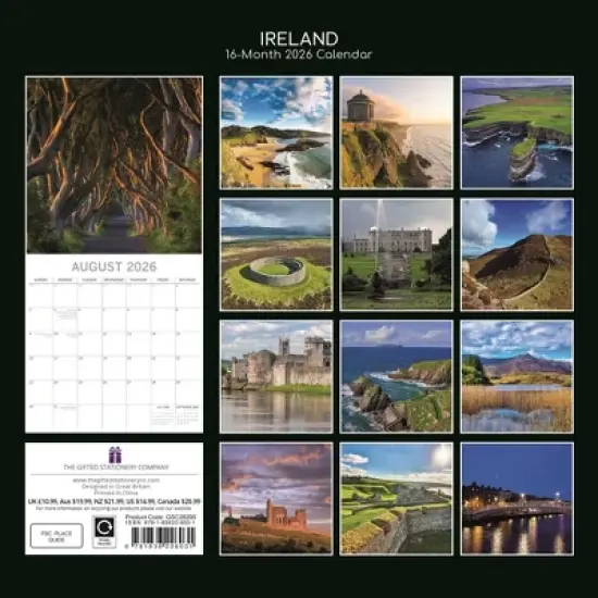 2026 Square Wall Calendar, Ireland, 16-Month Passport Collection Theme with 180 Reminder Stickers (12x12 In) image {3}