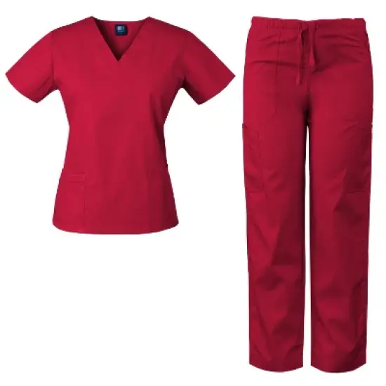 Medgear Women's Scrubs Set Medical Uniform - 4 Pocket Top and Multi Pocket Pants image {5}