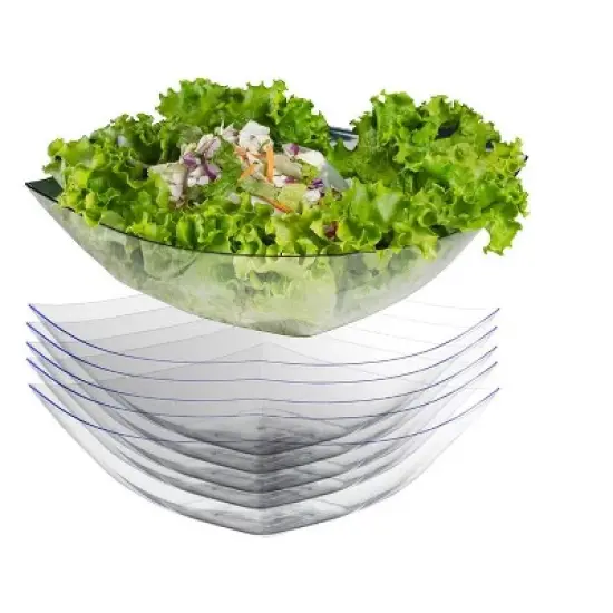 Crown Display Clear Disposable Serving Bowl Squared Convex Bowl - Clear Plastic Bowl for Serving image {9}