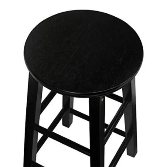 PJ Wood Classic Round Seat 29" Tall Kitchen Counter Stools for Homes, Dining Spaces, and Bars with Backless Seats & 4 Square Legs, Black (Set of 8) image {4}
