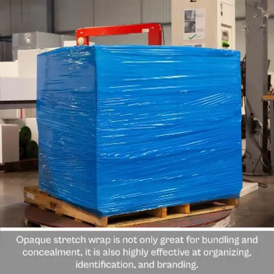 PSBM 1 Roll Opaque Blue Machine Length Hand Stretch Wrap, 20 in. x 5000 Ft. x 63 Ga image {3}