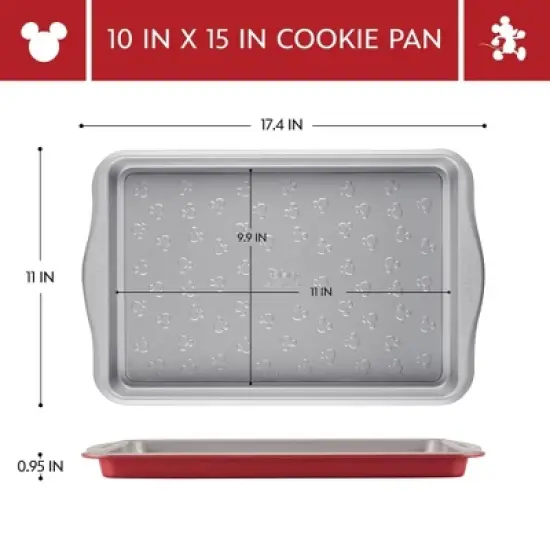 Farberware Disney Bake with Mickey Mouse 10"x15" Nonstick Cookie Pan Red: Steel Baking Sheet, Dishwasher-Safe image {2}