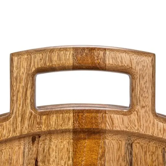 Storied Home Mango Wood and Stainless Steel Folding Cheese and Serving Board with Handle and Magnets Closure, Natural and Gold image {4}