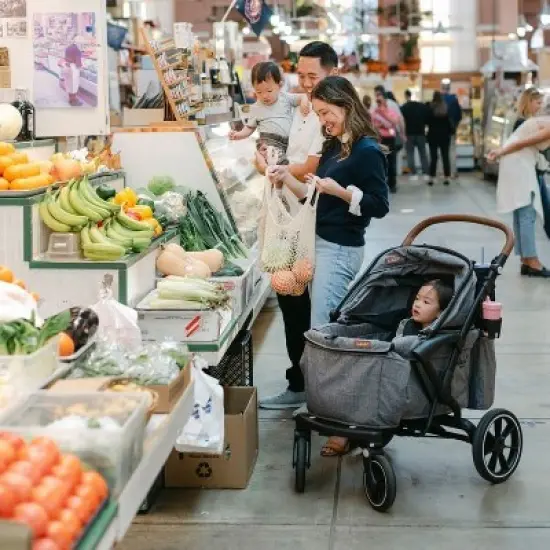 Larktale sprout Single-to-Double Stroller/Wagon - Expandable and Foldable Stroller Wagon with Canopy, Storage, and Accessories - Nightcliff Stone image {7}