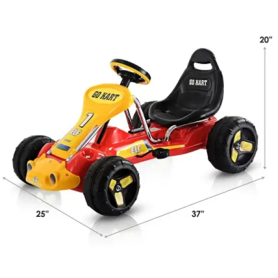 Costway Kids Go Kart Ride On Car Pedal Powered Car 4 Wheel Racer Toy Stealth Outdoor image {1}