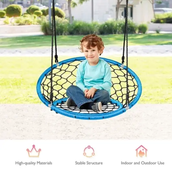 Costway Spider Web Chair Swing w/ Adjustable Hanging Ropes Kids Play Equipment BlueOrange image {3}