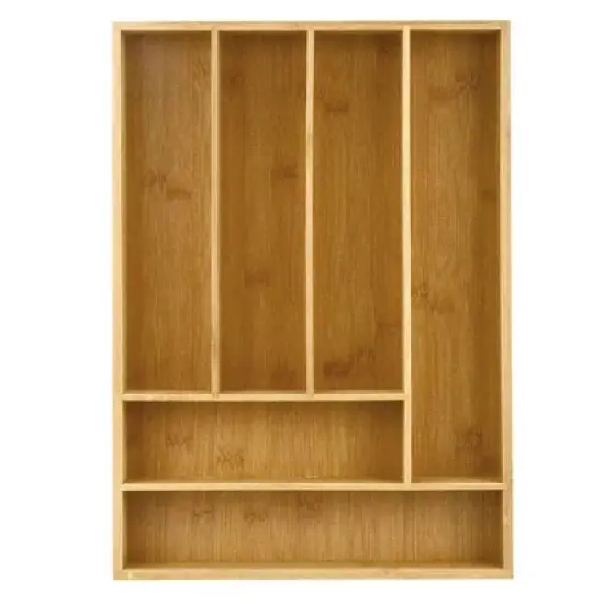 Heim Concept Organic Bamboo 6-Slot Organizer, Utensils Utility Storage image {1}