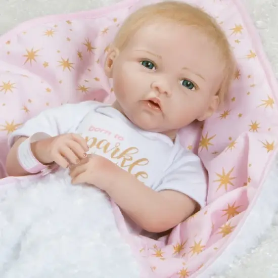 Paradise Galleries Reborn Baby Doll in Silicone-like Vinyl, 19 inch Newborn Girl Baby Bundles: Born To Sparkle, 7-Piece Ensemble image {10}