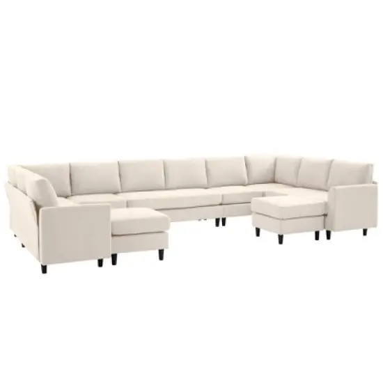 Hyleory Spacious 12-Seater U-Shaped Modular Sofa with Ottomans,Relaxed Style, Reconfigurable Design image {15}