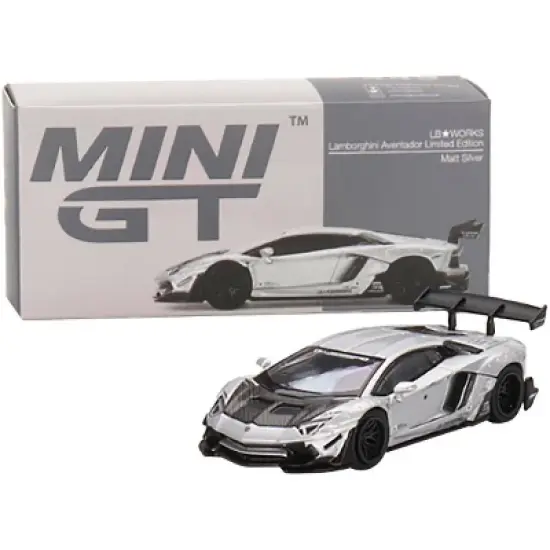 Lamborghini Aventador LB WORKS Matt Silver with Carbon Hood Ltd Ed to 4800 pcs 1/64 Diecast Model Car by True Scale Miniatures image {3}