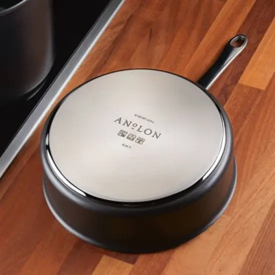 Anolon X Hybrid 3.5qt Nonstick Induction Saute Pan with Lid Super Dark Gray image {5}