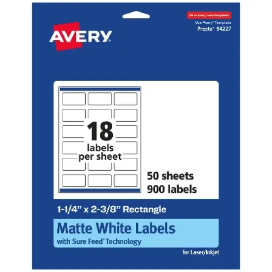 Avery Matte White Rectangle Labels, 1-1/4" x 2-3/8" image {10}